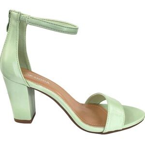 Over the Toe Strap Ankle Wrap Strap Heel Open Toe Medium Heel, Mint